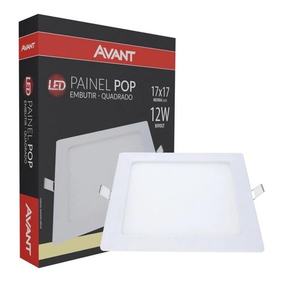 Imagem de Painel Led Embutir Quadrado 12w 17x17cm 4000k Biv Avant