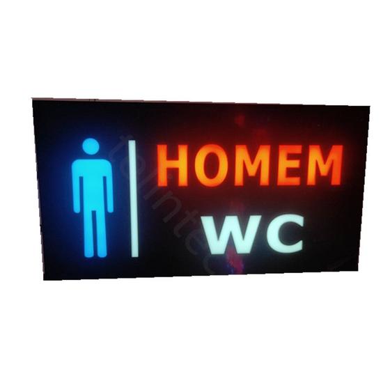 Imagem de painel led letreiro luminoso placa HOMEM WC 110v