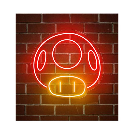 Imagem de Painel Led Neon Cogumelo Mario Jogo Video Game instagramavel