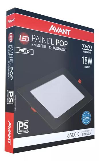 Imagem de Painel Led Pop Embutir Quadrado 18w Bivolt Avant Preto Forro