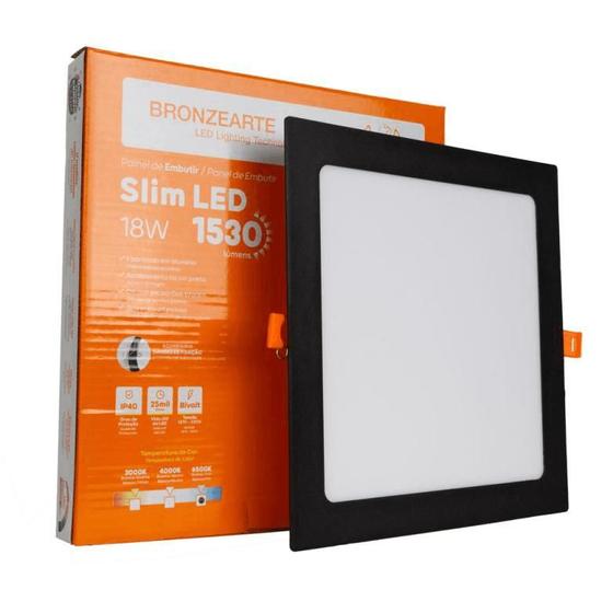 Imagem de Painel Led Preto Emb. Quad. 18wx6500k Rl22186pt