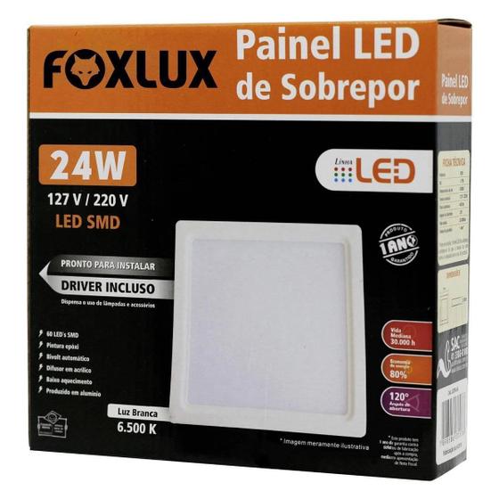 Imagem de Painel Led Quadrado de Sobrepor 24W  6500K  Bivolt Foxlux