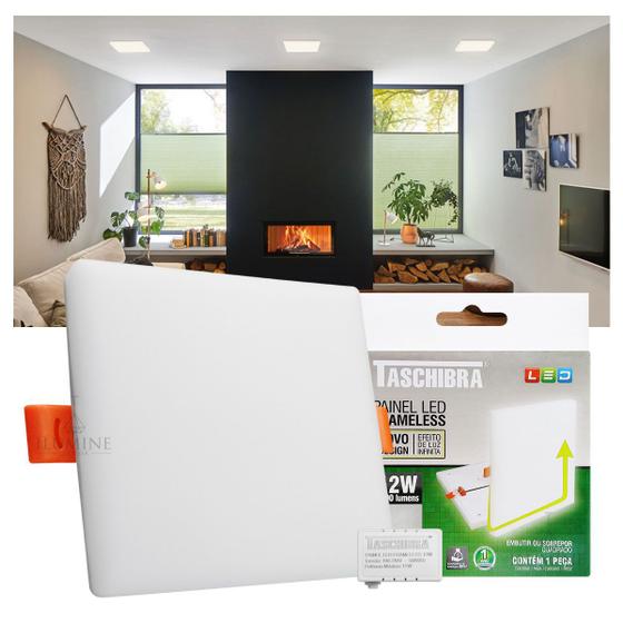 Imagem de Painel LED Taschibra Frameless 12W Quadrado Embutir ou Sobrepor