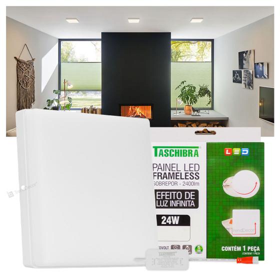 Painel LED Taschibra Frameless 24W Quadrado Sobrepor Menor preço em Painel LED Taschibra Frameless 24W Quadrado Sobrepor