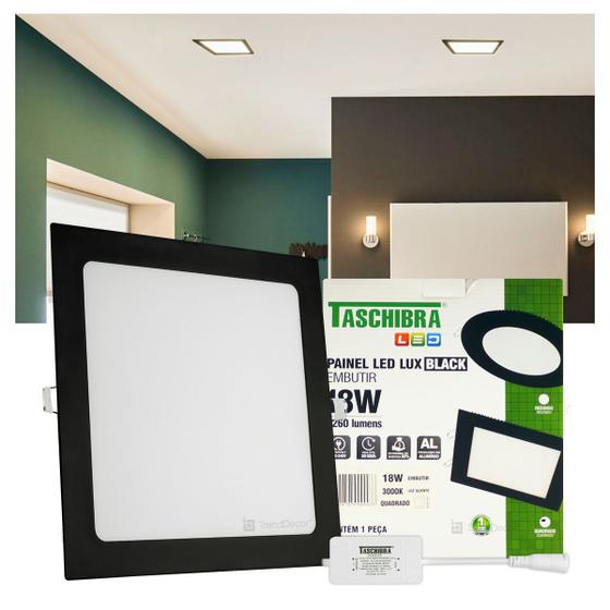 Imagem de Painel LED Taschibra LUX Black 18W Quadrado Embutir