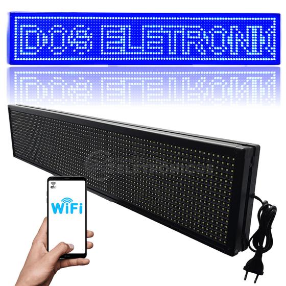 Painel Letreiro Digital Luminoso 100x20 Painel LED Cor Azul Interno Wi-fi DY8352 Menor preço em Painel Letreiro Digital Luminoso 100x20 Painel LED Cor Azul Interno Wi-fi DY8352