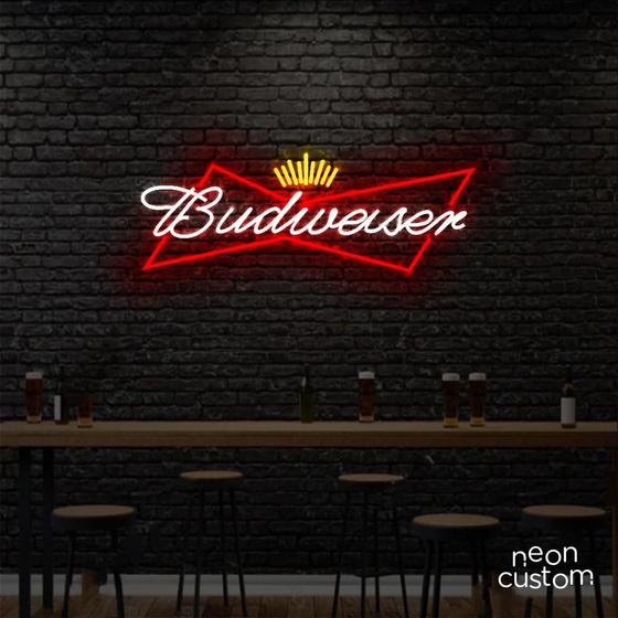 Imagem de painel letreiro led Neon Budweiser decoracao festa bar