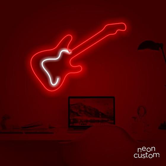 Imagem de painel letreiro led Neon Guitarra decoracao festa bar