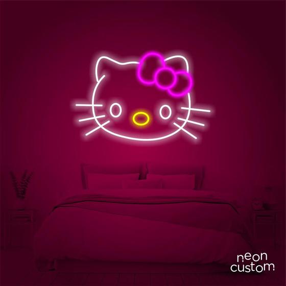 Imagem de painel letreiro led Neon Hello Kitty decoracao festa bar