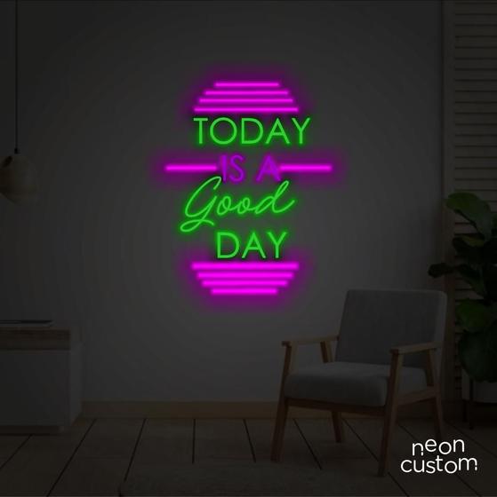 Imagem de painel letreiro led Neon Today is a Good Day decoracao festa bar