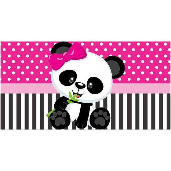 Imagem de Painel Lona Banner Panda Menina 100X70Cm Festa Aniversário