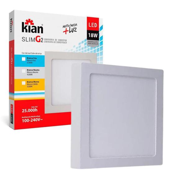 Painel Luminária de Led Kit 10 Peças Branco Frio Quadrado Sobrepor Teto