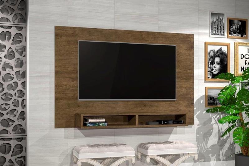 Imagem de Painel MAN 1.37m Para TV Até 50'' Com Nichos Para Aparelhos e Obvjetos de Decoração Cor Jequitibá