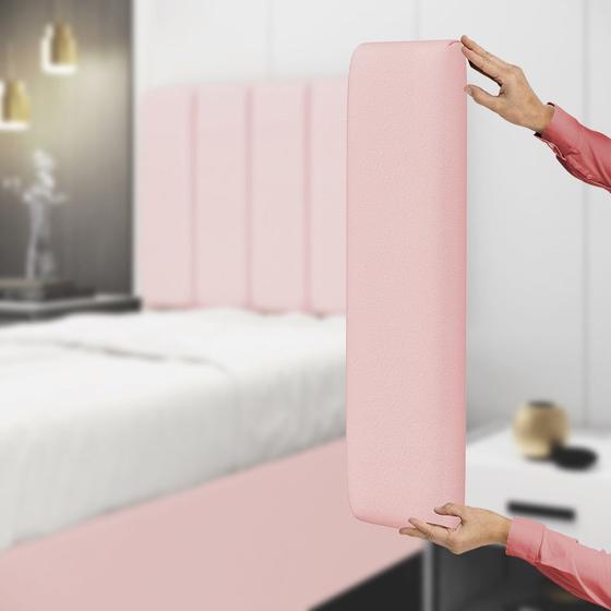 Imagem de Painel Modulado Nashira 60x20 Cm / A-044 Couro Rosa Bebê