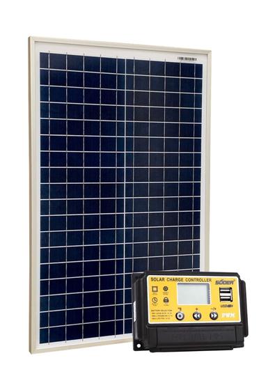 Imagem de Painel módulo solar fotovoltaico 20W 25W Akthon com controlador de carga CC12V 10A