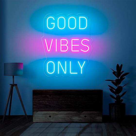 Imagem de Painel Neon Led Good Vibes Only letreiro iluminado