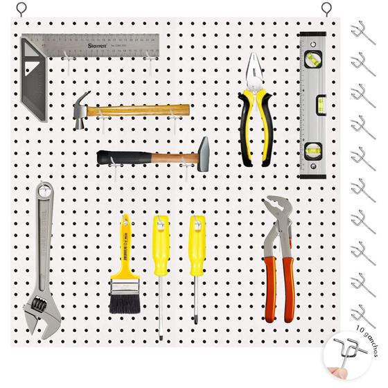Imagem de Painel Organizador Ferramentas 60x60 Eucatex Pefurado Ganchos