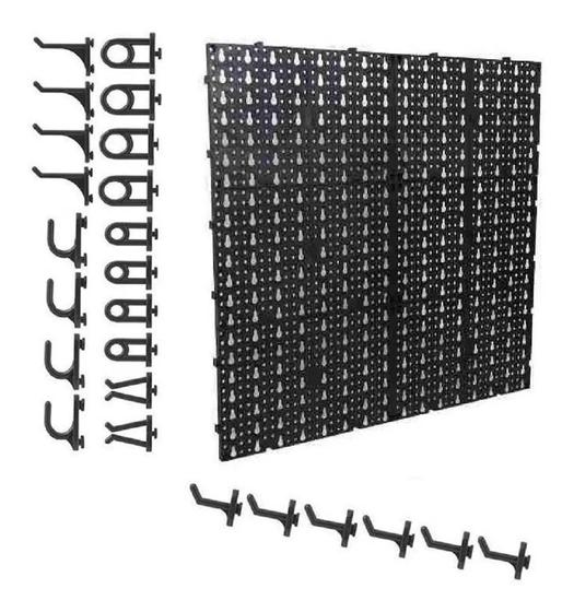 Painel P/ Ferramentas Plástico Perfurado Organizador Preto Menor preço em Painel P/ Ferramentas Plástico Perfurado Organizador Preto