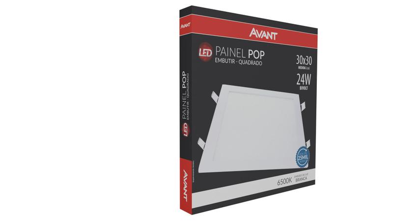 Imagem de Painel Paflon Led 24w Embutir Quad 30x30 Branco Frio Avant