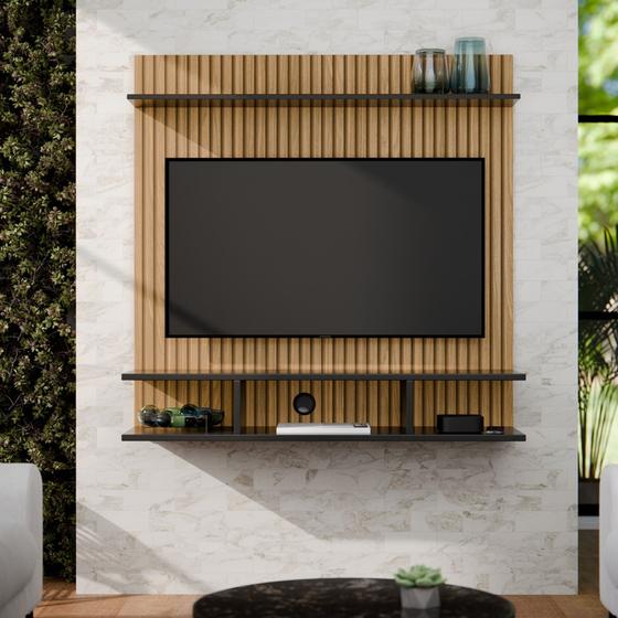 Imagem de Painel Para Tv 32 Polegadas Com Prateleira Smart Plus Quarto Sala Ripado Onix - Diversas Cores