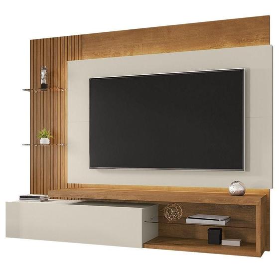 Imagem de Painel Para Tv 65 Pol Com Bancada Suspensa Ana B02 Naturalle-off White