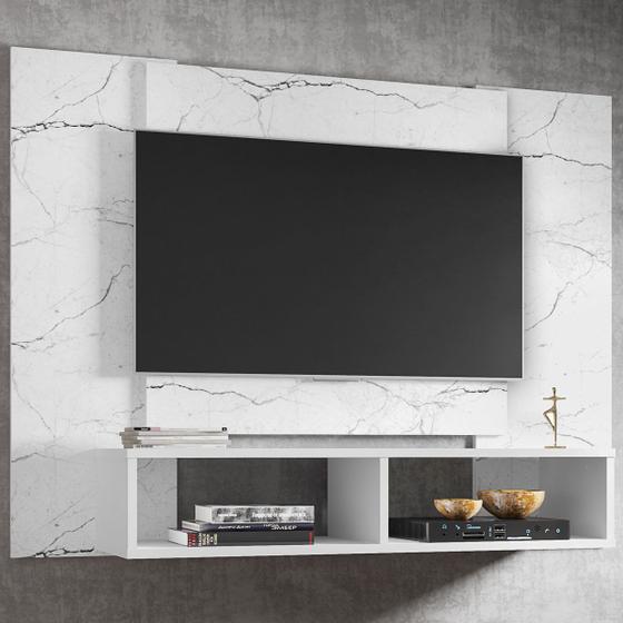 Painel Para Tv Até 48 Polegadas Navi 2 Nichos Carrara/branco - Bechara Menor preço em Painel Para Tv Até 48 Polegadas Navi 2 Nichos Carrara/branco - Bechara