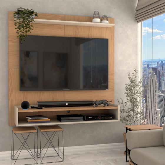 Painel para TV Até 50 Polegadas Clean 1 Prateleira Nature/Off White - Panorama Móveis Menor preço em Painel para TV Até 50 Polegadas Clean 1 Prateleira Nature/Off White - Panorama Móveis