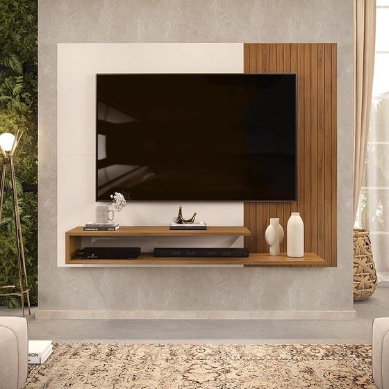 Painel para TV Ate 50 Polegadas Ripado 2 Prateleiras Nando Freijó Off ...