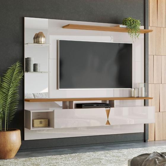 Painel para TV até 55 Off White com Damasco Intense - Lukaliam Móveis Imagem de Painel para TV até 55 Off White com Damasco Intense - Lukaliam Móveis