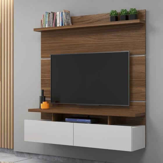 Painel para TV Até 55 Polegadas 130cm Mdf Nogal com Branco Veneza - On ...