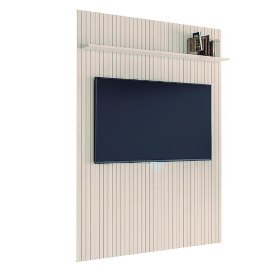 Imagem de Painel para TV até 55 Polegadas Ripado com Prateleira Arbo 1,39x2,40m Off White EDN