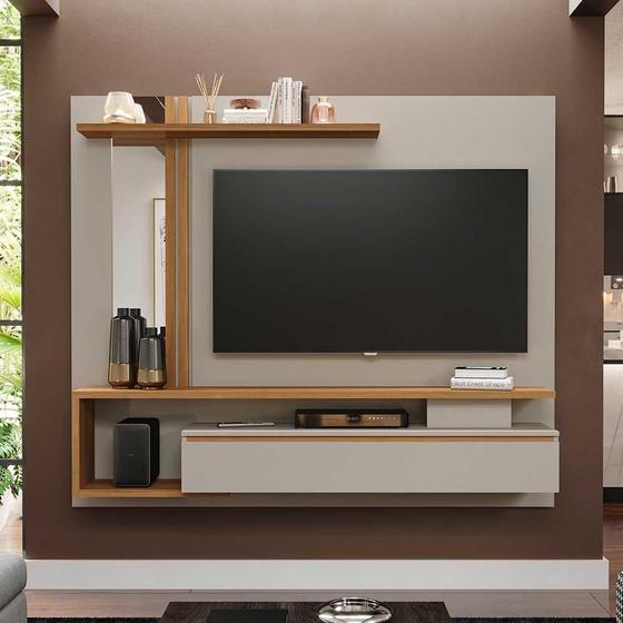 Imagem de Painel para TV até 60 Polegadas 1 Porta 100% MDF Treviso Off White/Nature