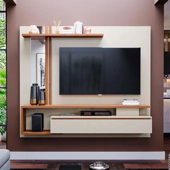 Imagem de Painel para TV até 60 Polegadas 1 Porta 180 cm Treviso Permóbili Off White/Nature ii -  100% MDF