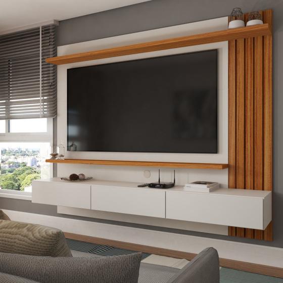 Painel para TV Até 70 Polegadas Christiania Ripado Cinamomo/Off White - Panorama Móveis Imagem de Painel para TV Até 70 Polegadas Christiania Ripado Cinamomo/Off White - Panorama Móveis