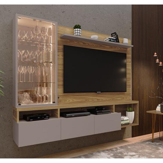 Painel Para TV Até 70 Polegadas Estante 6 Prateleiras 3 Gavetas Cristaleira LED Marrom e Cinza é boa?