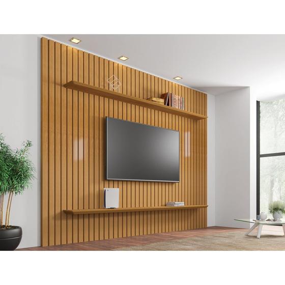 Imagem de Painel para TV até 75 Polegadas Ripado 2 Prateleiras Roma