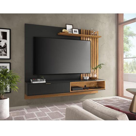 Imagem de Painel para Tv Home Suspenso Ambiente Tocantins 1.8 Preto Acetinado Noce Milano - Colibri