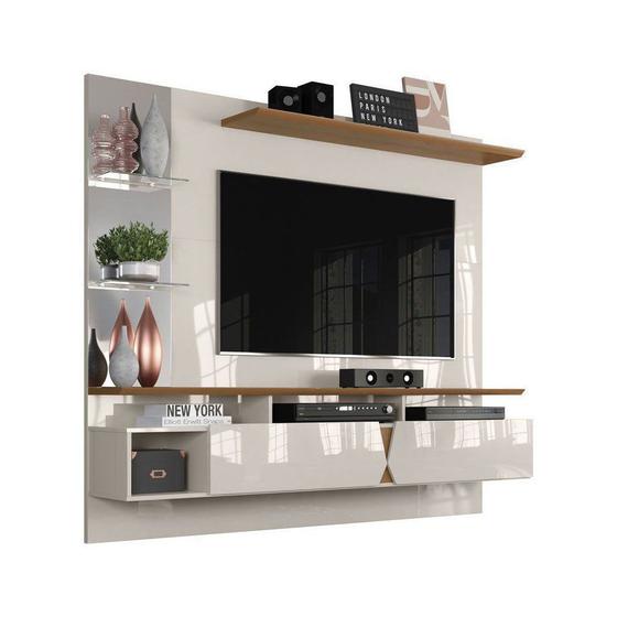 Painel para TV Intense Off White com Damasco - Lukaliam Móveis Menor preço em Painel para TV Intense Off White com Damasco - Lukaliam Móveis