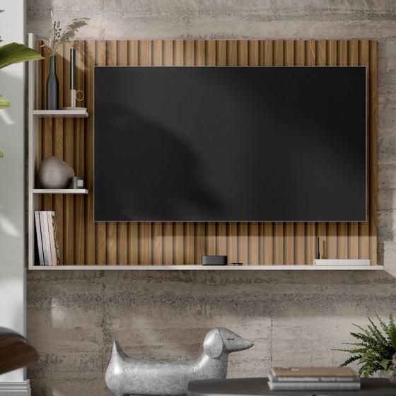 Imagem de Painel Para TV Smart Berlim Até 50 Polegadas - Elegância e Modernidade para Sua Sala - Ripado/Off