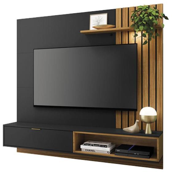 Imagem de Painel para Tv Suspenso Tocantins 1.6 Preto Acetinado Noce Milano- Colibri