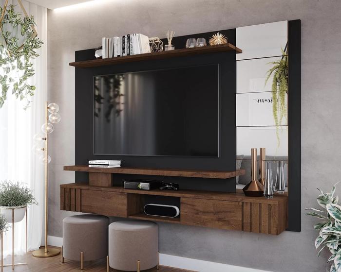 Painel para TVs até 65 Polegadas com Espelho 2 Portas Chorme Permóbili Menor preço em Painel para TVs até 65 Polegadas com Espelho 2 Portas Chorme Permóbili