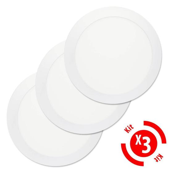 Painel Plafon De Led Embutir Redondo 18w Branco Frio 6k Kit 03 unidades Menor preço em Painel Plafon De Led Embutir Redondo 18w Branco Frio 6k Kit 03 unidades