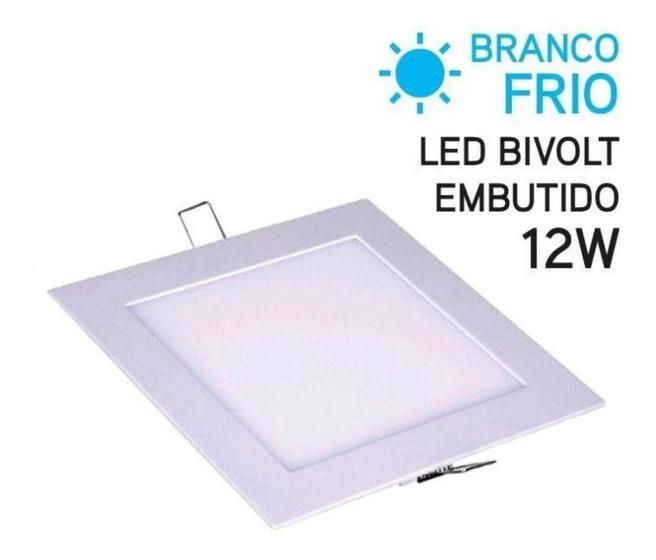 Painel Plafon Led 12w Quadrado Embutir Branco Frio Luminária kanko