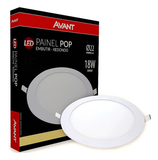 Imagem de Painel Plafon Led 18w Redond Embutir Branco Neutro Luminária