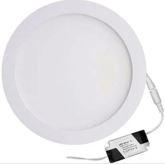 Painel Plafon Led 18w Redondo Embutir Branco Frio Luminária Megaace