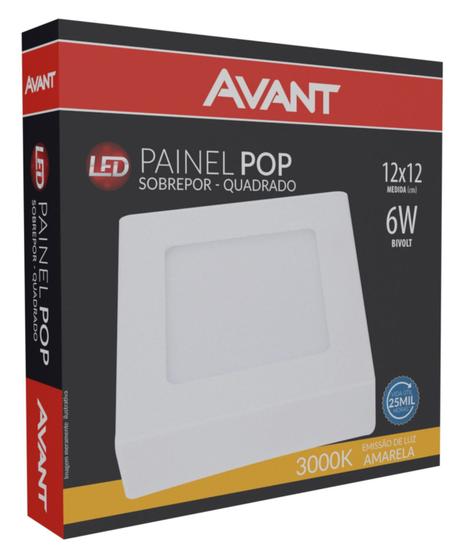 Imagem de Painel Plafon Led 6w Sobrepor Quadrado Avant 3000k 110v/220v