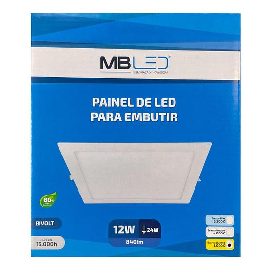 Imagem de Painel Plafon Led Embutir 17X17cm 12W 3000K Bivolt - MB Led - 4033