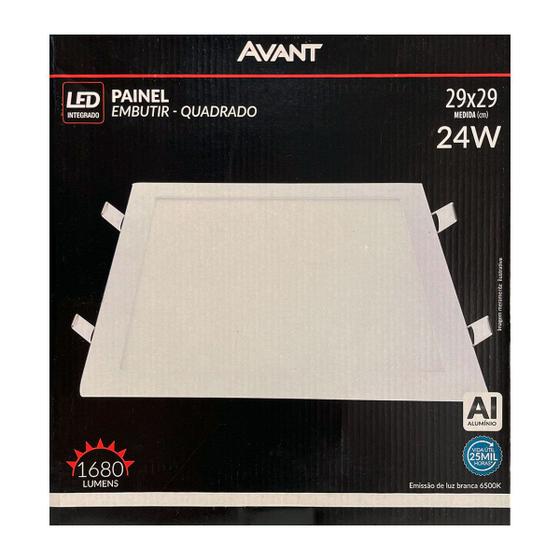 Imagem de Painel Plafon Led Embutir 29X29cm 24W 6500K Branco Bivolt - Avant - 858131374