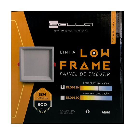 Imagem de Painel Plafon Led Embutir Recuado 12X12cm 12W 4000K Branco Bivolt - Bella Iluminação - DLD012N