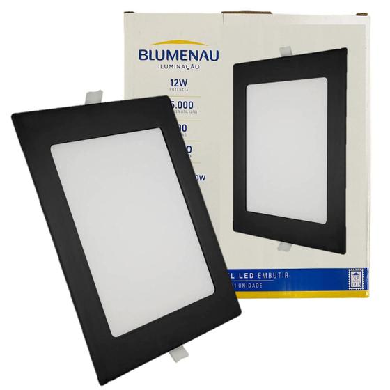 Imagem de Painel Plafon Quadrado Embutir 12w Preto Branco Frio 6500k